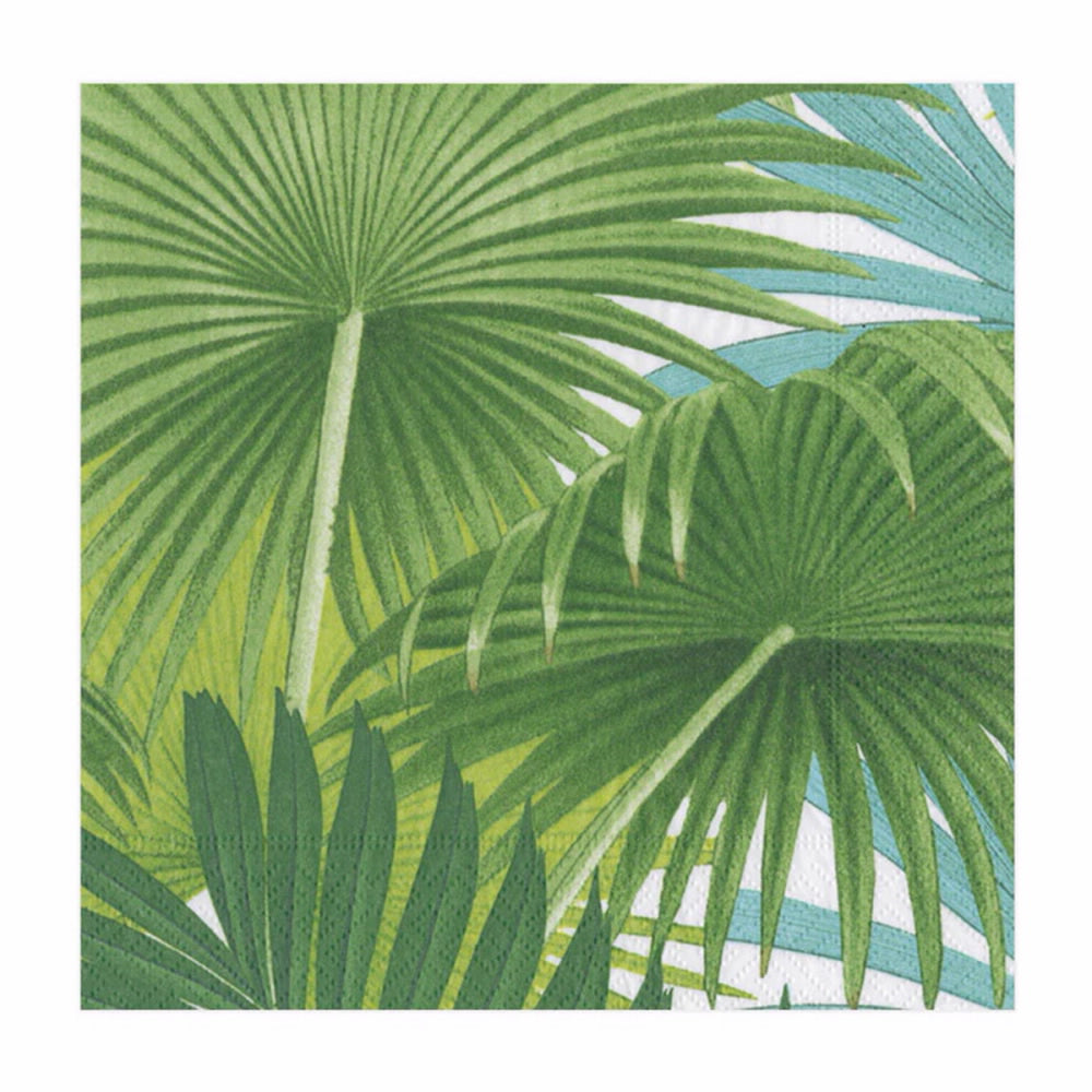 Caspari Palm Frond White Cocktail Napkins