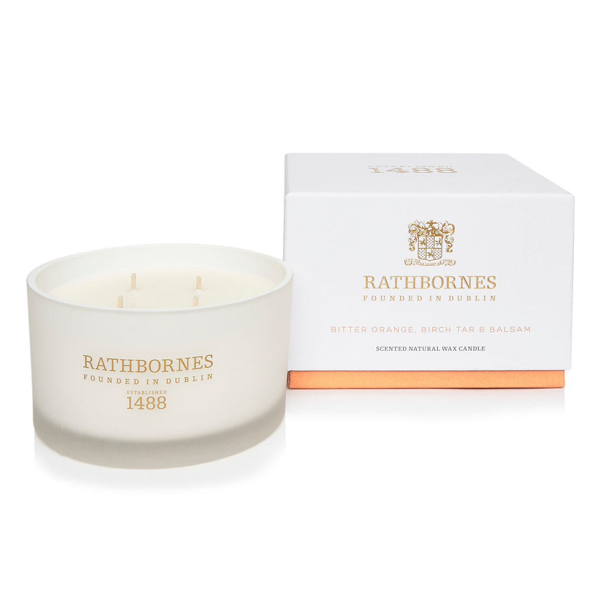 An image of John Rathbornes Bitter Orange & Balsam 4-Wick Candle 13.75 oz