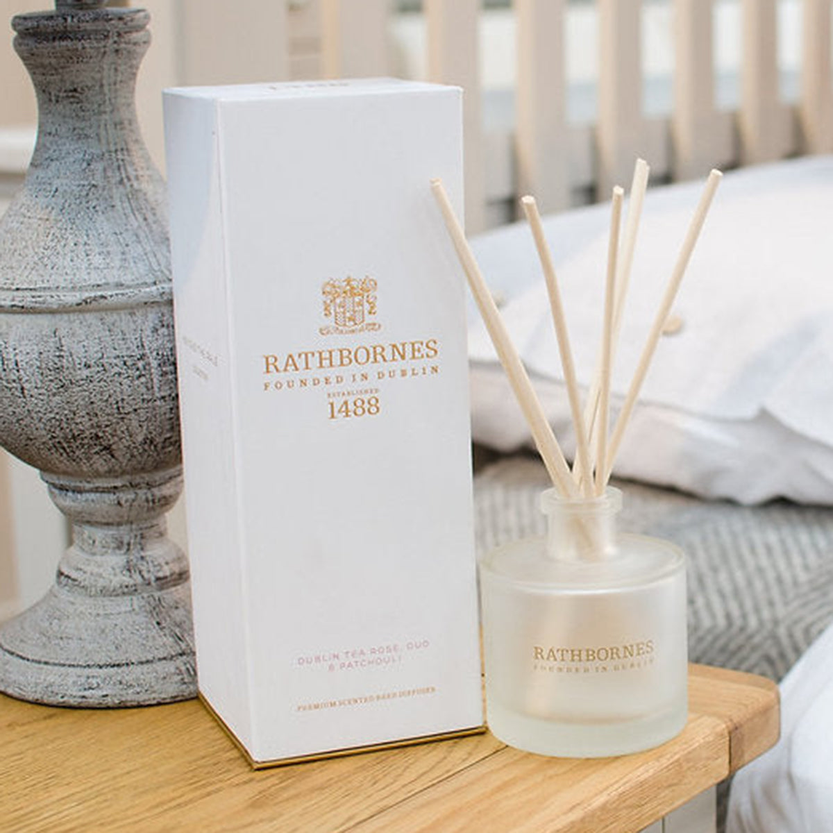 An image of John Rathbornes Wild Mint, Watercress and Thyme Reed Diffuser 6.7 fl oz