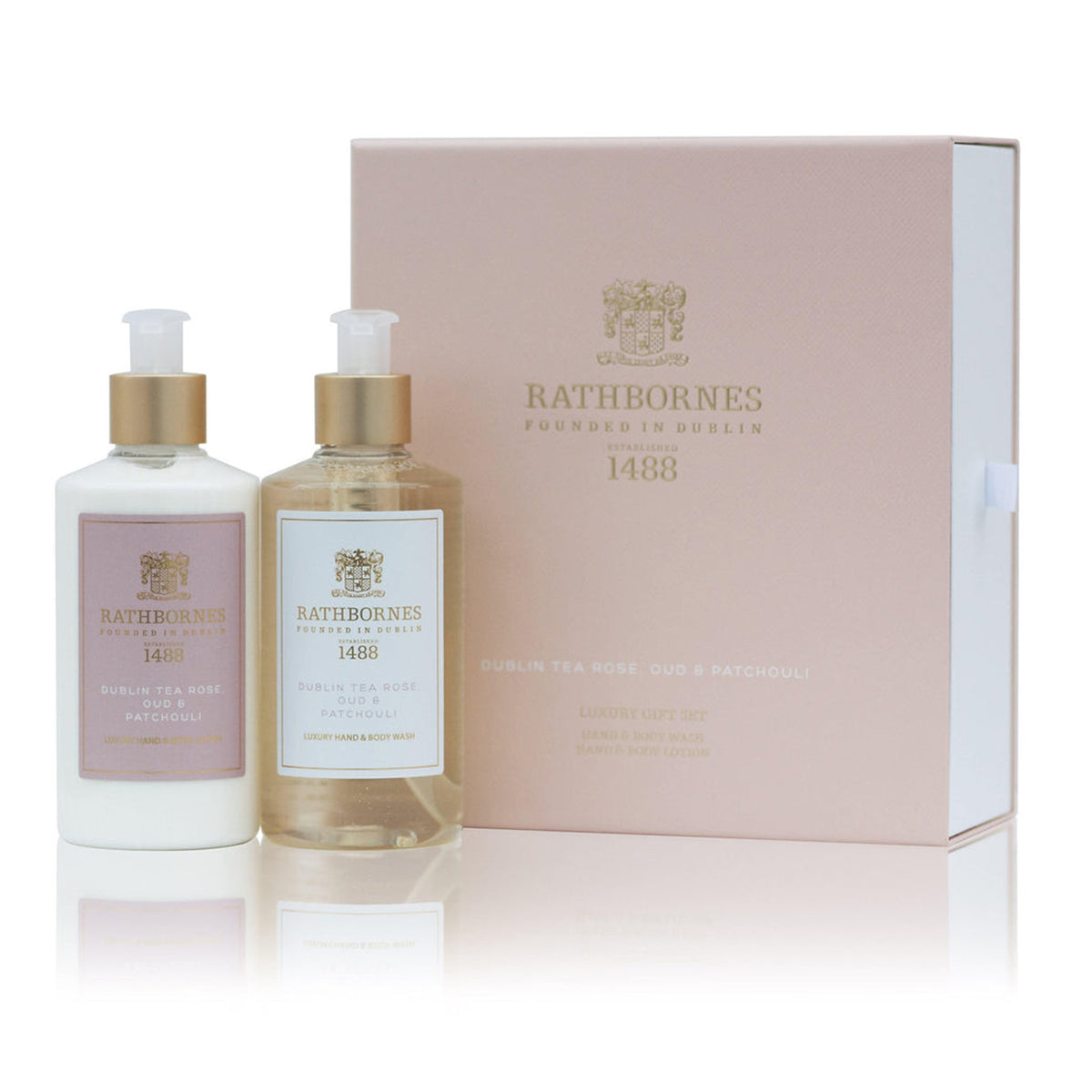 An image of John Rathbornes Dublin Tea Rose Bath & Body Gift Set