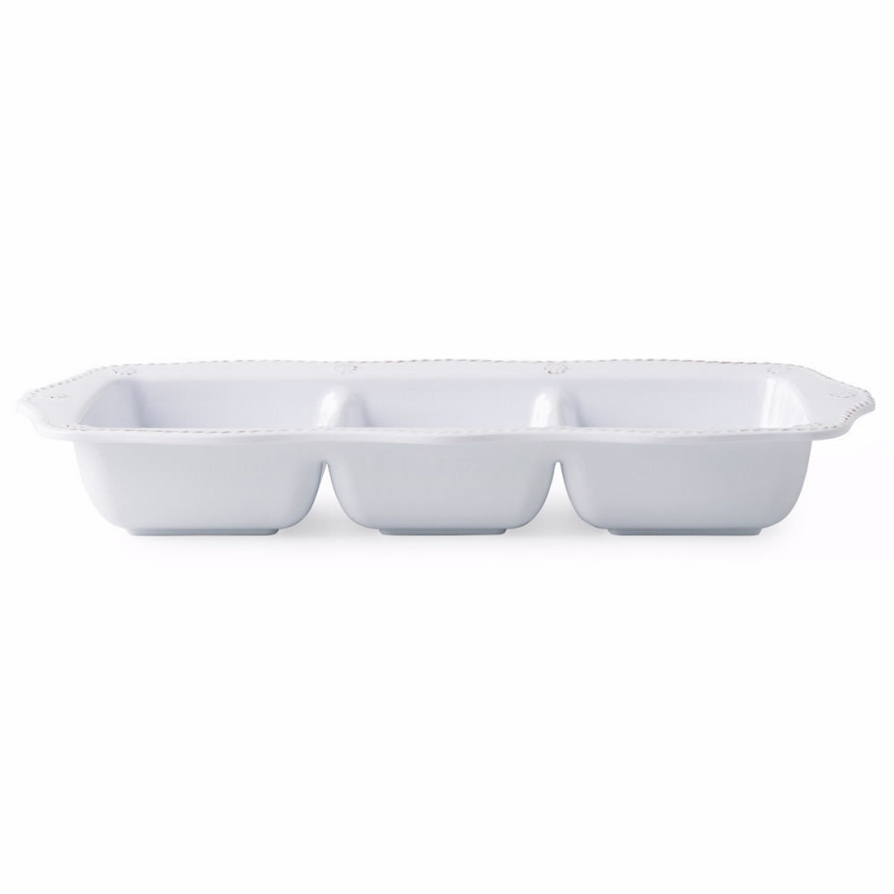 An image of Juliska Berry & Thread Melamine Whitewash Triple Section Server