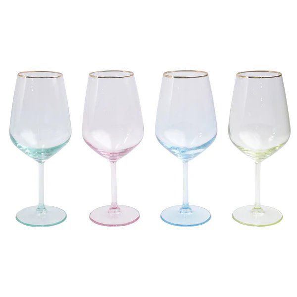 Vietri Rainbow Assorted Wine Glasses - Set Of 4