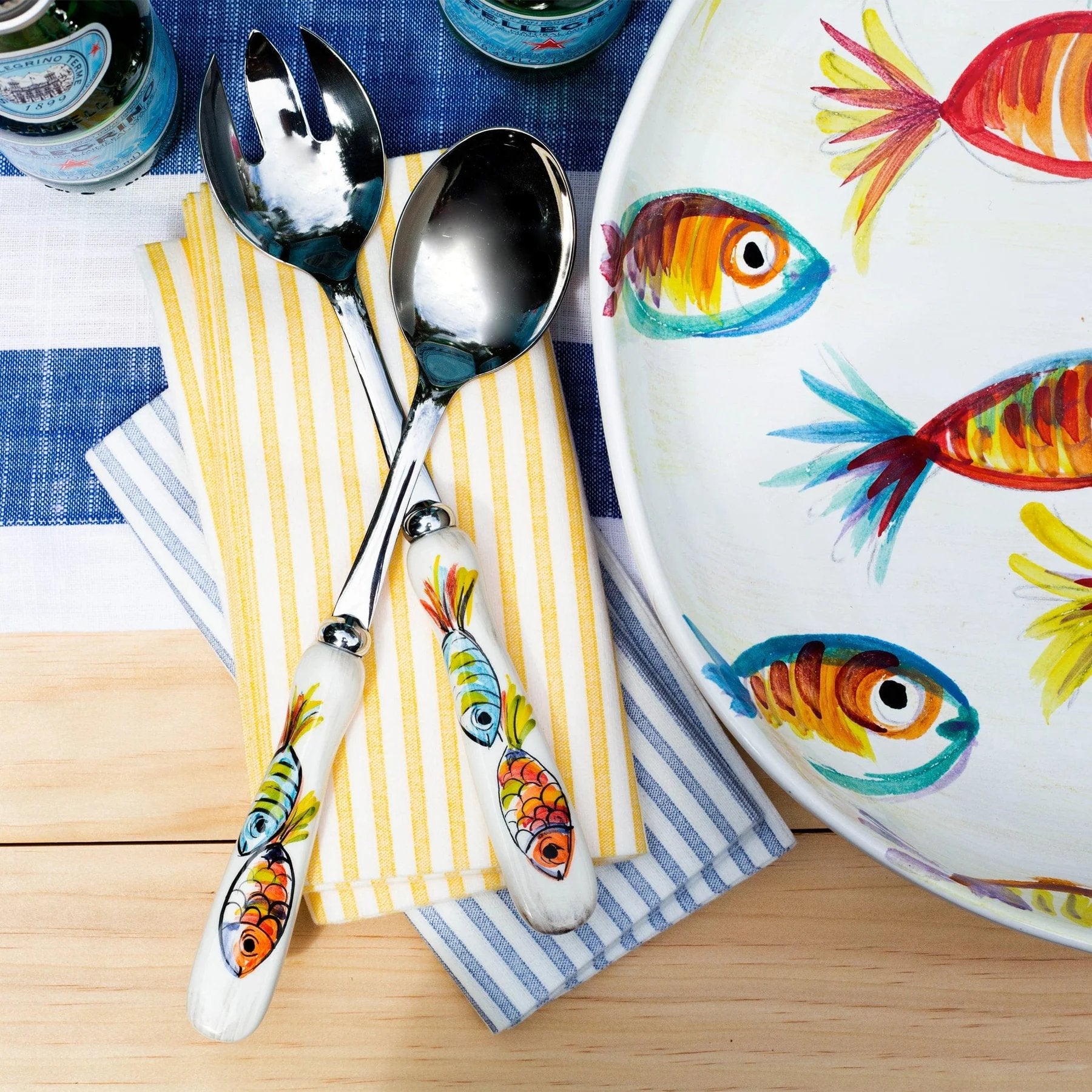 An image of Vietri Pesci Colorati Salad Server Set