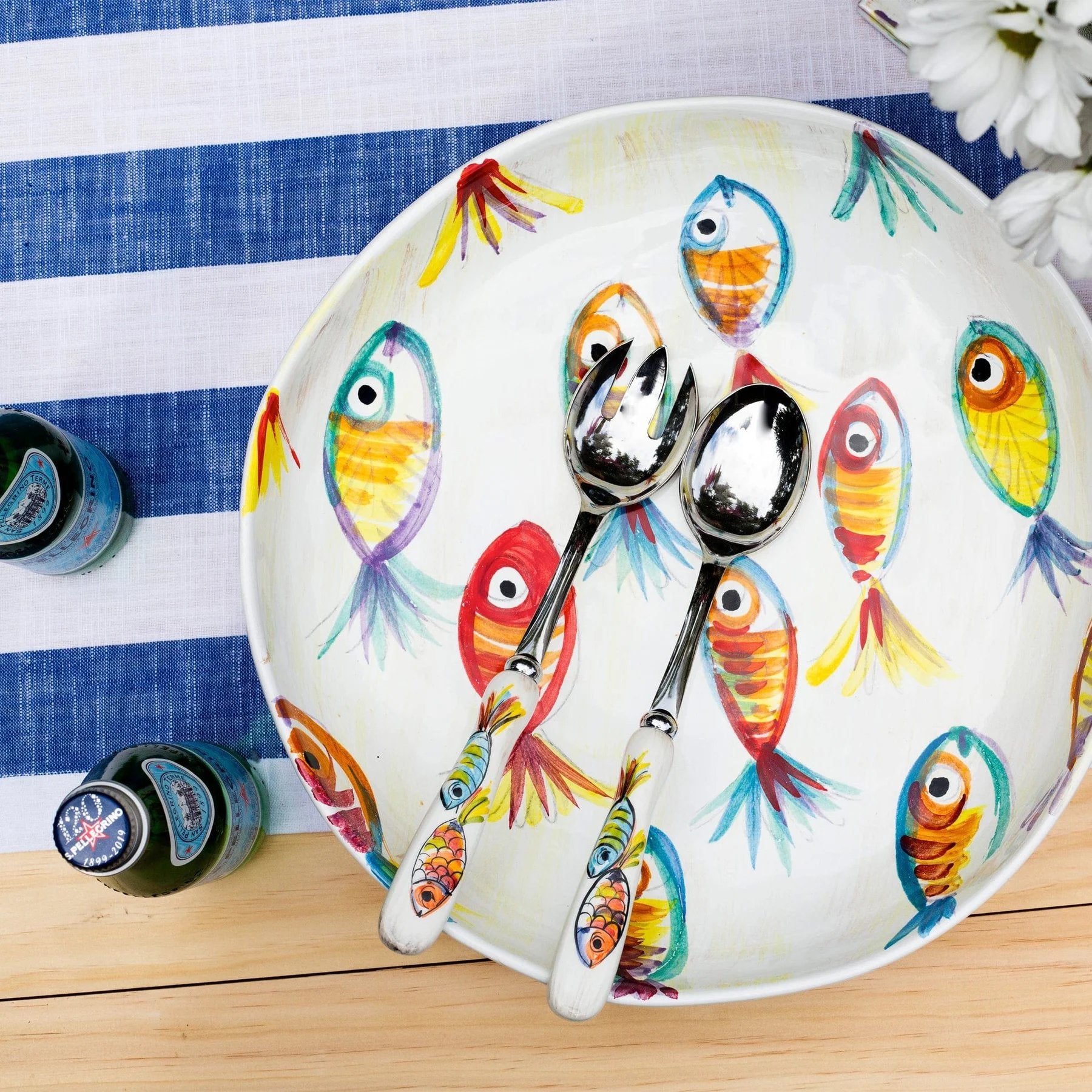 An image of Vietri Pesci Colorati Salad Server Set