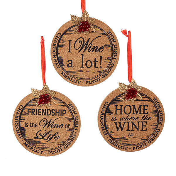 Kurt Adler Wooden Cork Plaque Sign Ornament