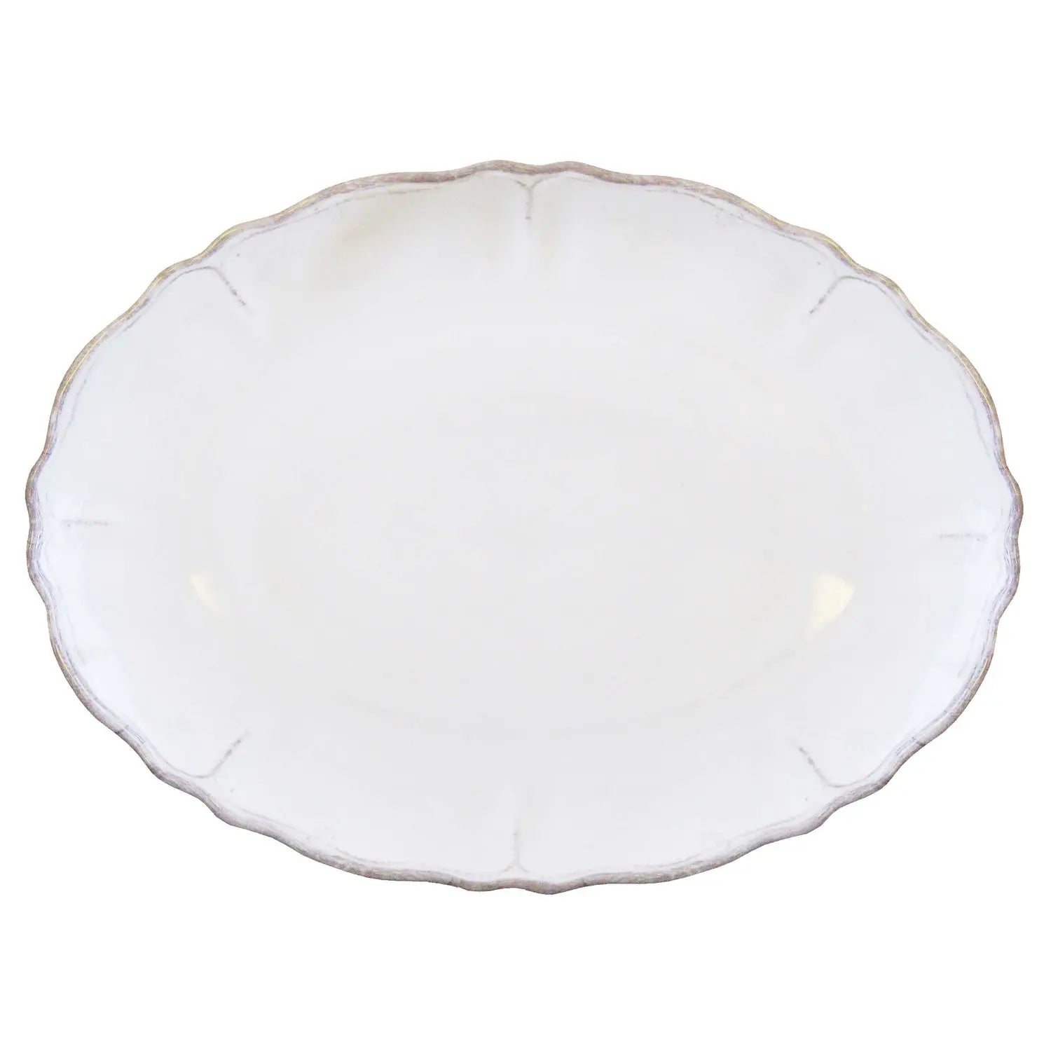 Le Cadeaux Rustica Antique White 16 in  Oval Platter