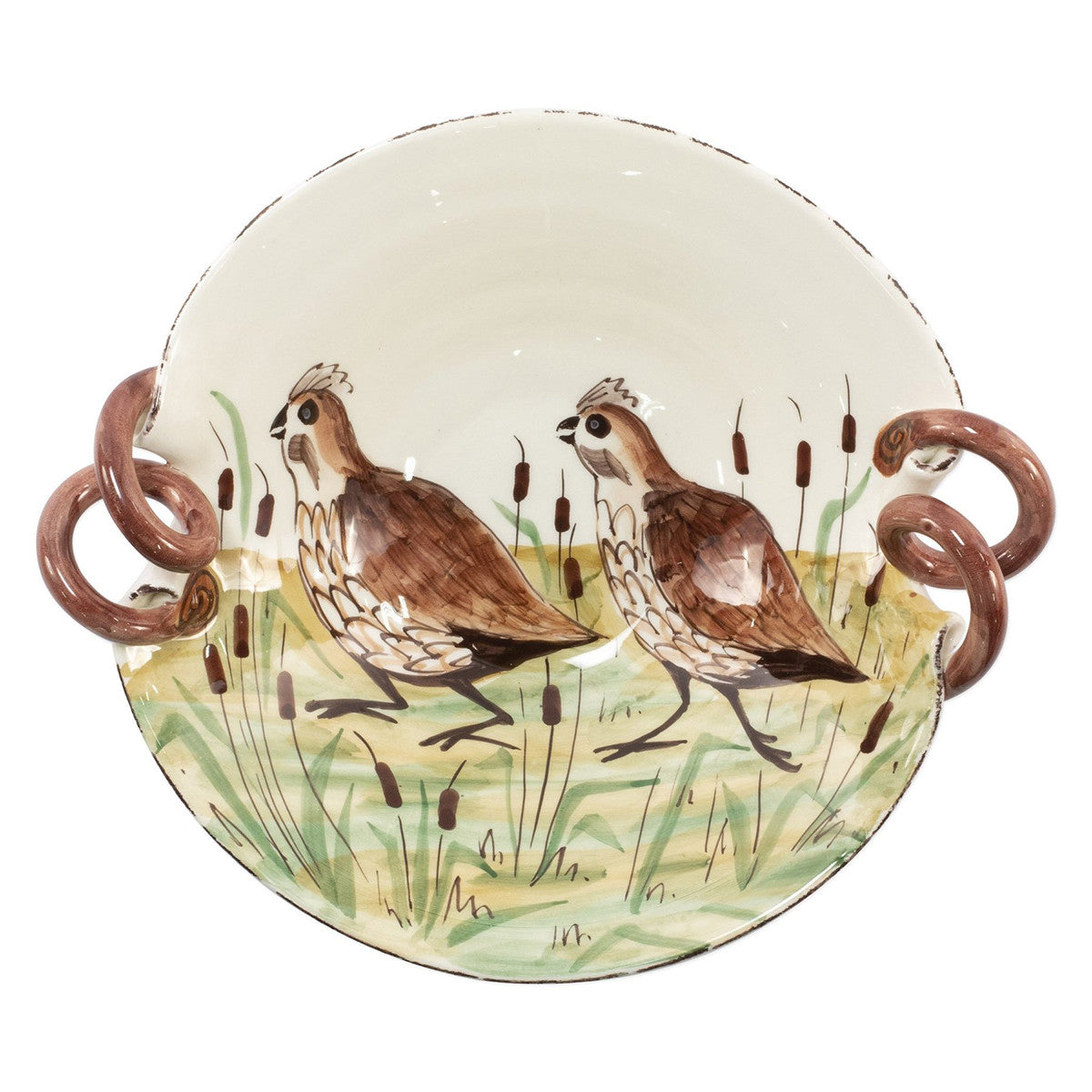 Vietri Wildlife Quail Handled Scallop Bowl