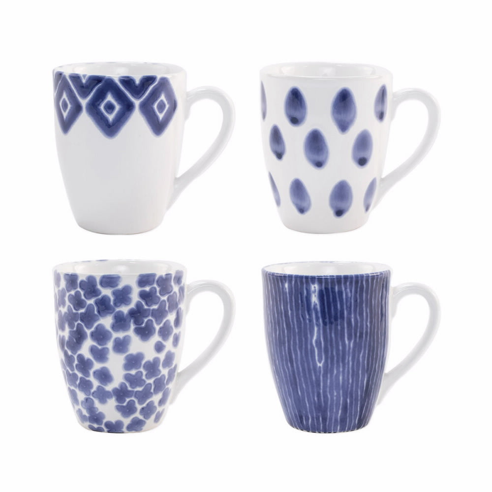 Viva By Vietri Santorini Assorted Mugs - Set Of 4