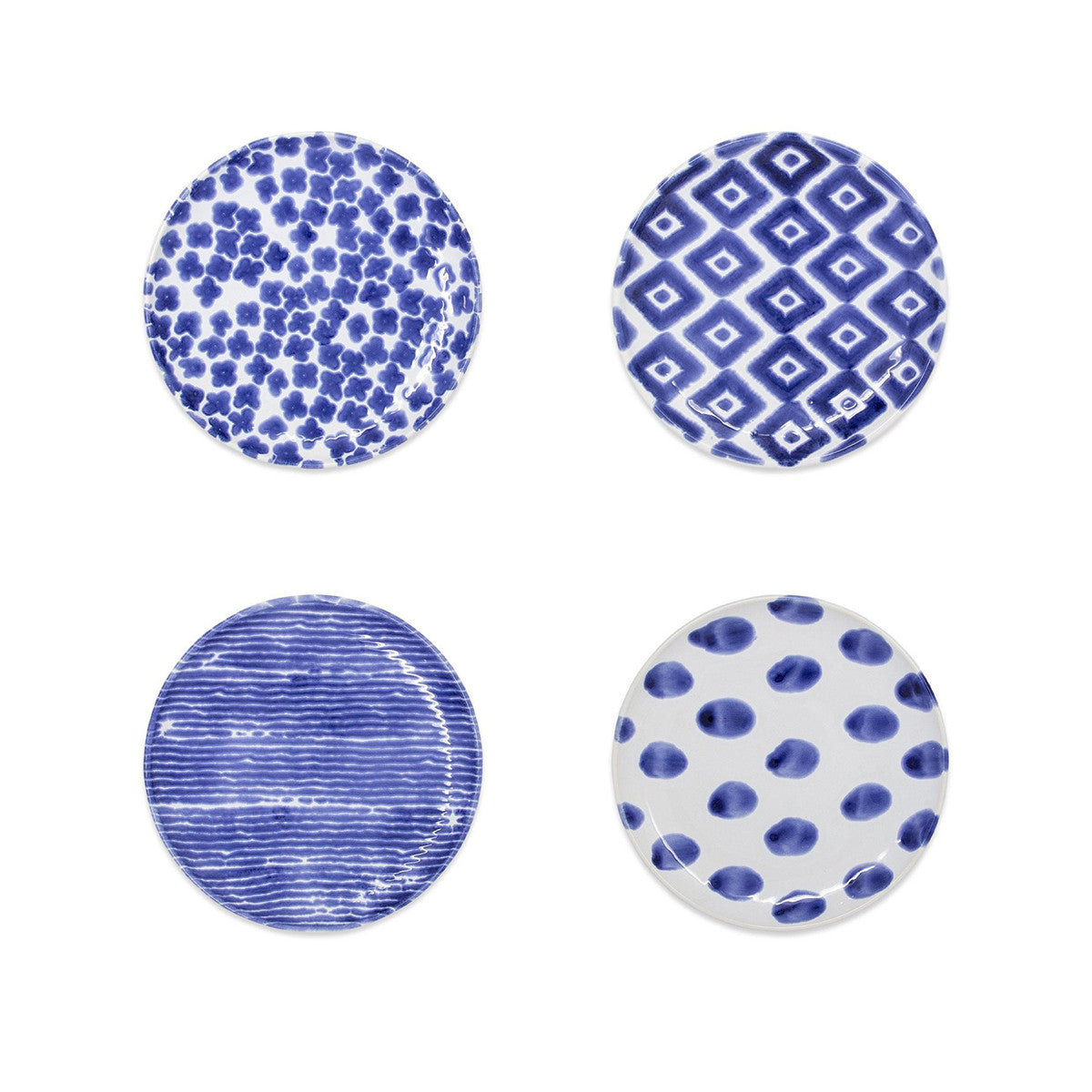 An image of Viva By Vietri Santorini Assorted Cocktail Plates - Set of 4