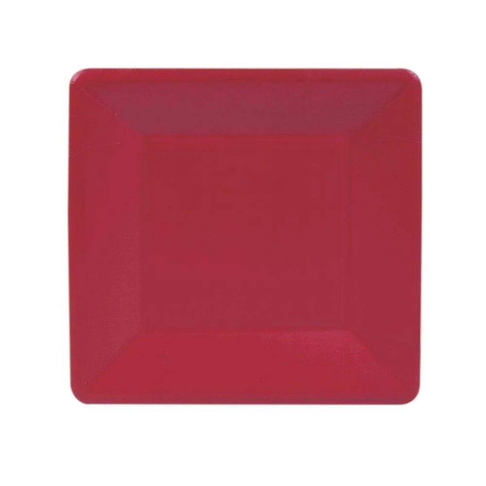 An image of Caspari Grosgrain Border Square Salad & Dessert Plate