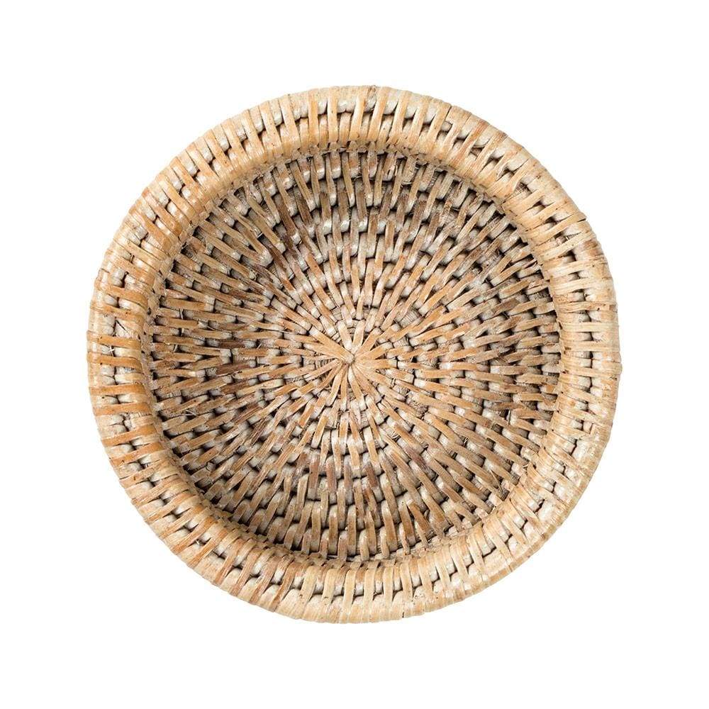 An image of Caspari Rattan Wine Bottle Coaster