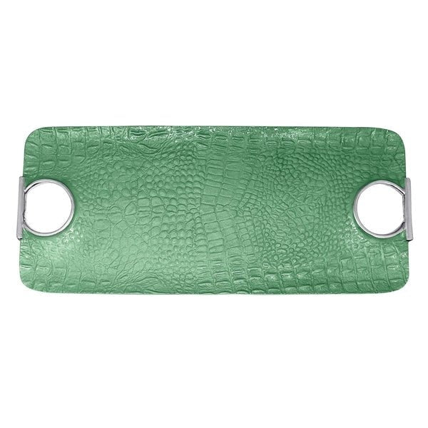 Mariposa Croc Rectangular Green Handled Tray