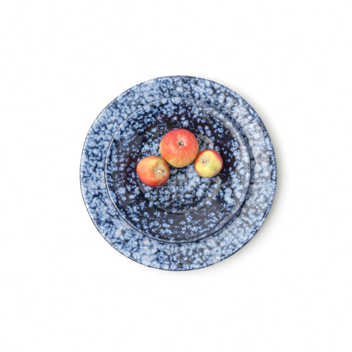 An image of Blue Pheasant Isla Spotted White Navy Salad Dessert Plate- Pack of 4