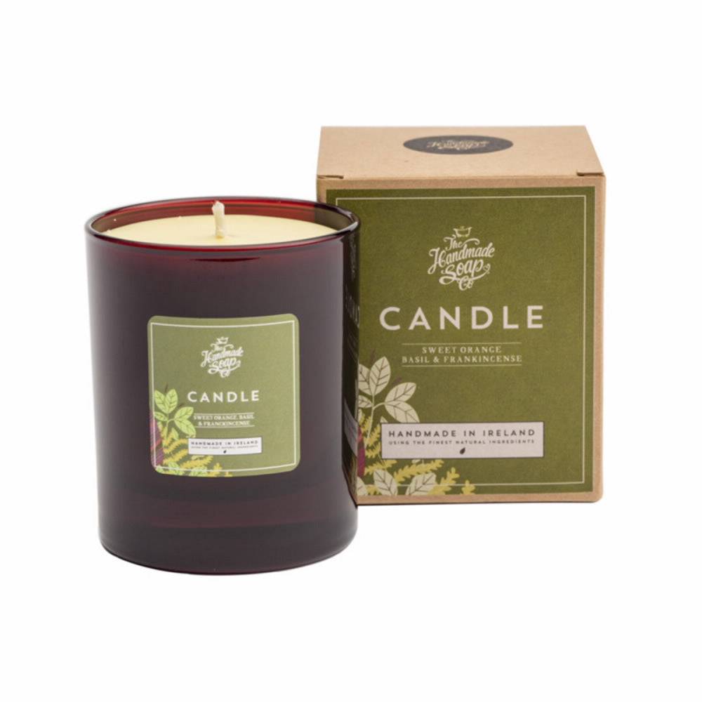 An image of The Handmade Soap Company Sweet Orange, Basil & Frankinsence Candle