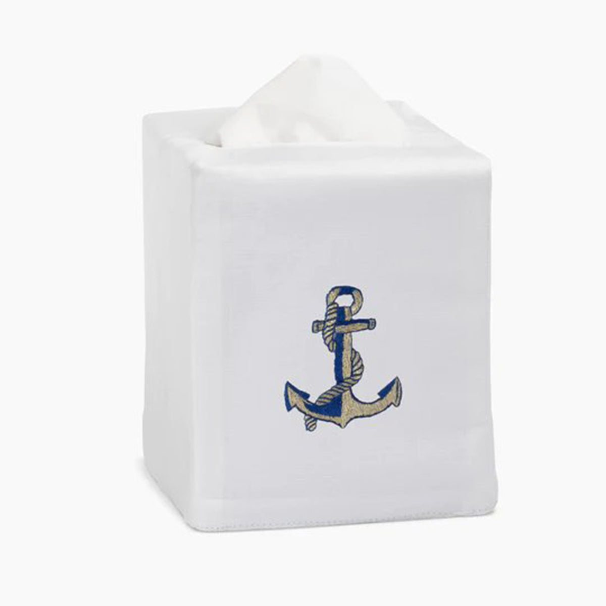 Henry Handwork Anchor Navy & Gold Tissue Box Cover