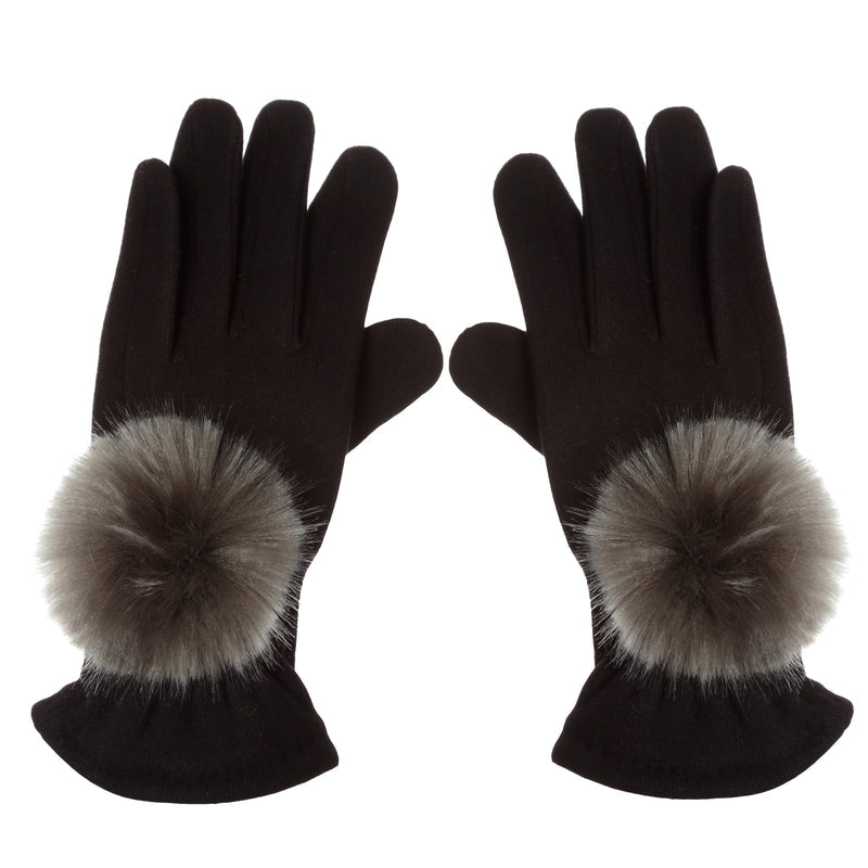 Evelyne Prelonge Pompom Gloves Anthracite Grey
