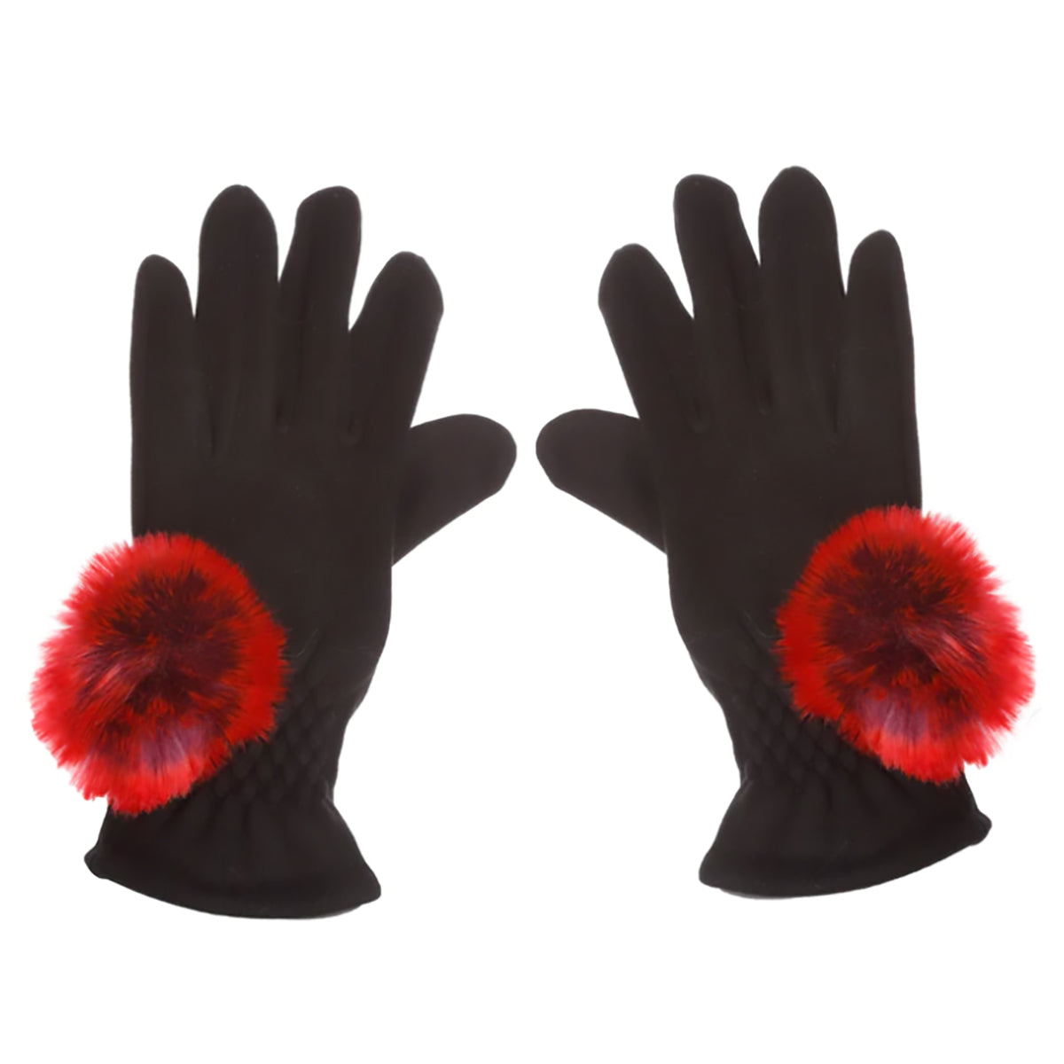 Evelyne Prelonge Pompom Gloves Red