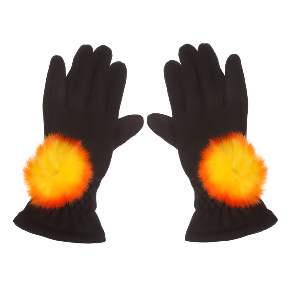 Evelyne Prelonge Pompom Gloves Orange