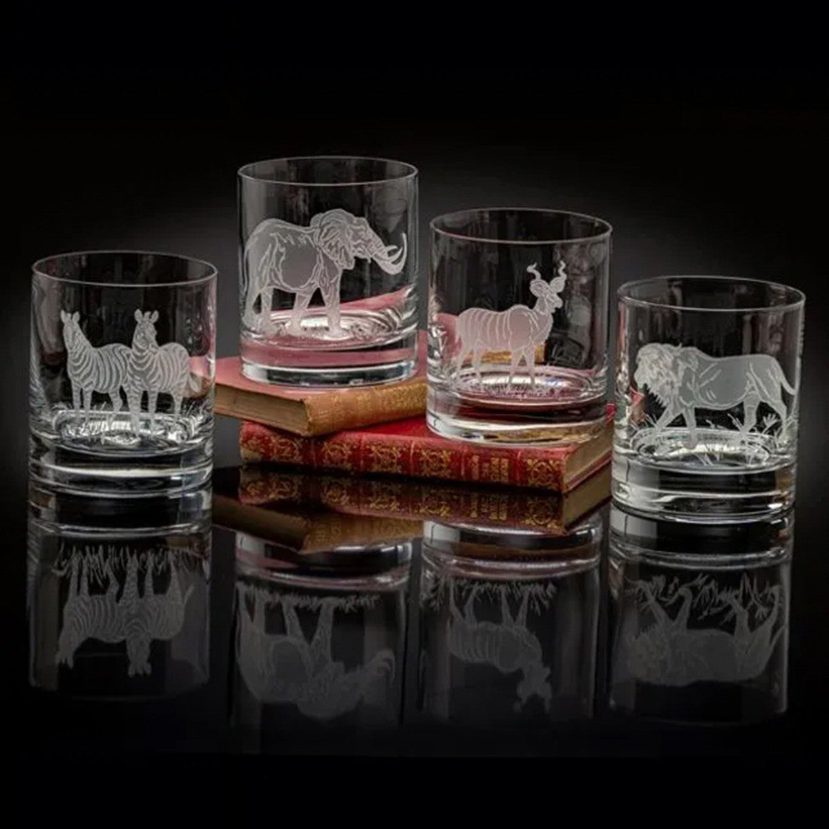 An image of Julie Wear Designs Safari Safari II Old-Fashioned Assorted Glass - Set of 4