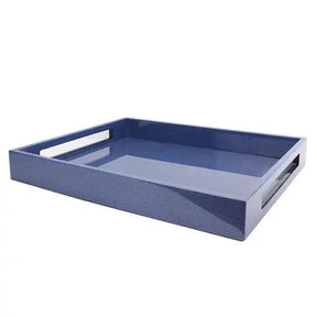 Addison Ross Lacquered Serving Tray in Blue Shagreen