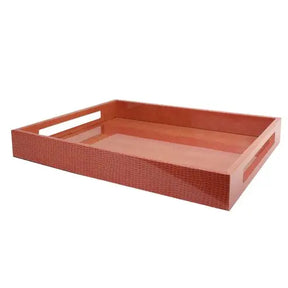 Addison Ross Lacquered Serving Tray in Orange Croc