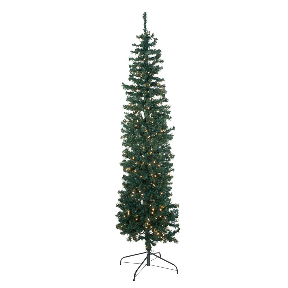 An image of Kurt Adler Pre-Lit Clear Incandescent Winchester Pine Pencil Tree - 7ft