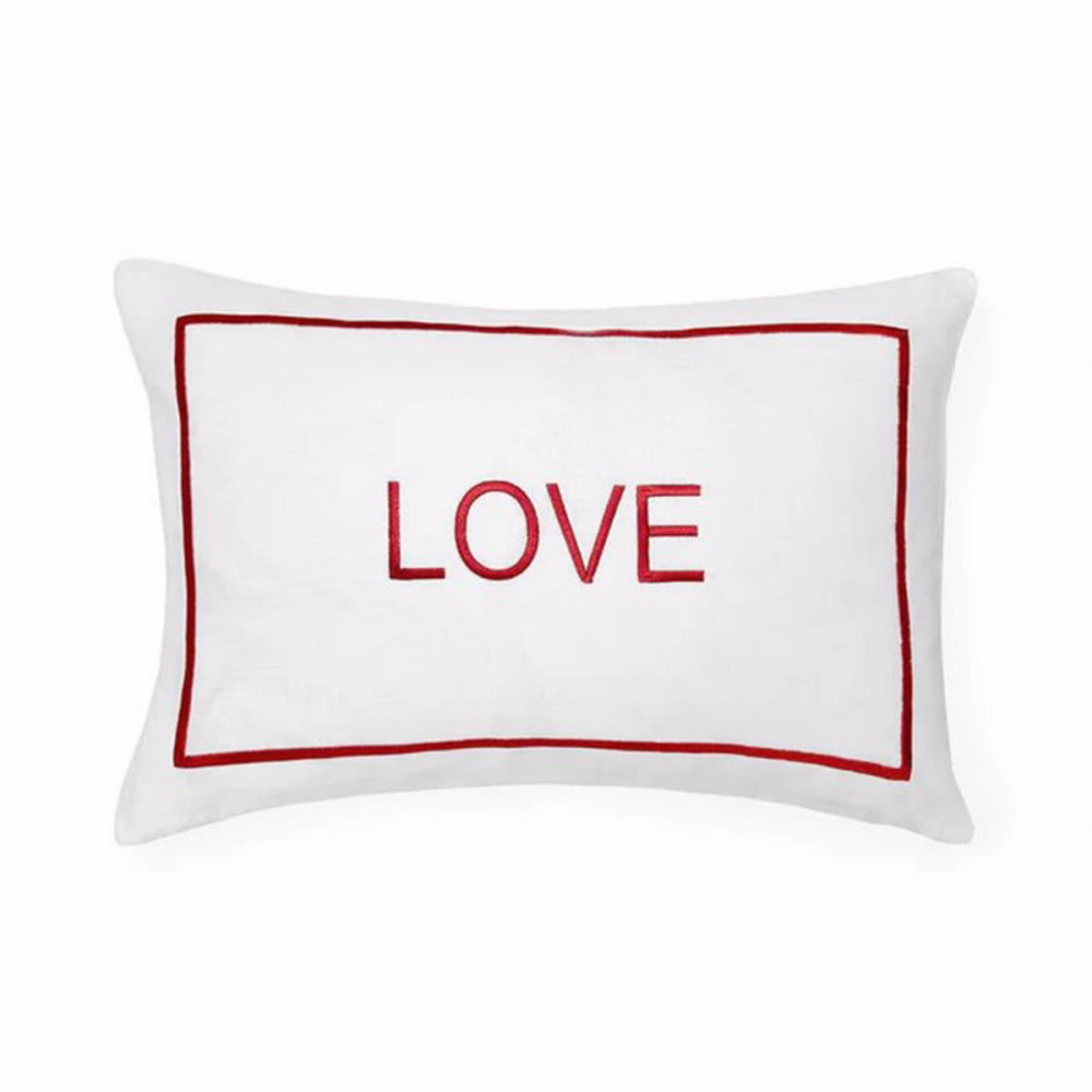 Sferra Love Decorative Pillow 12 x 18 -  White/Red