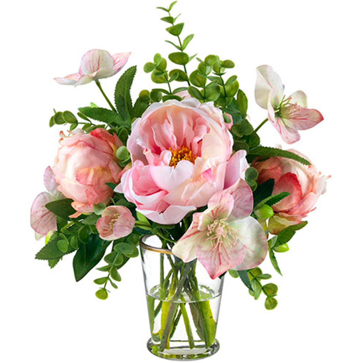 An image of Diane James Pink Peony & Hellebore Bouquet in Vase