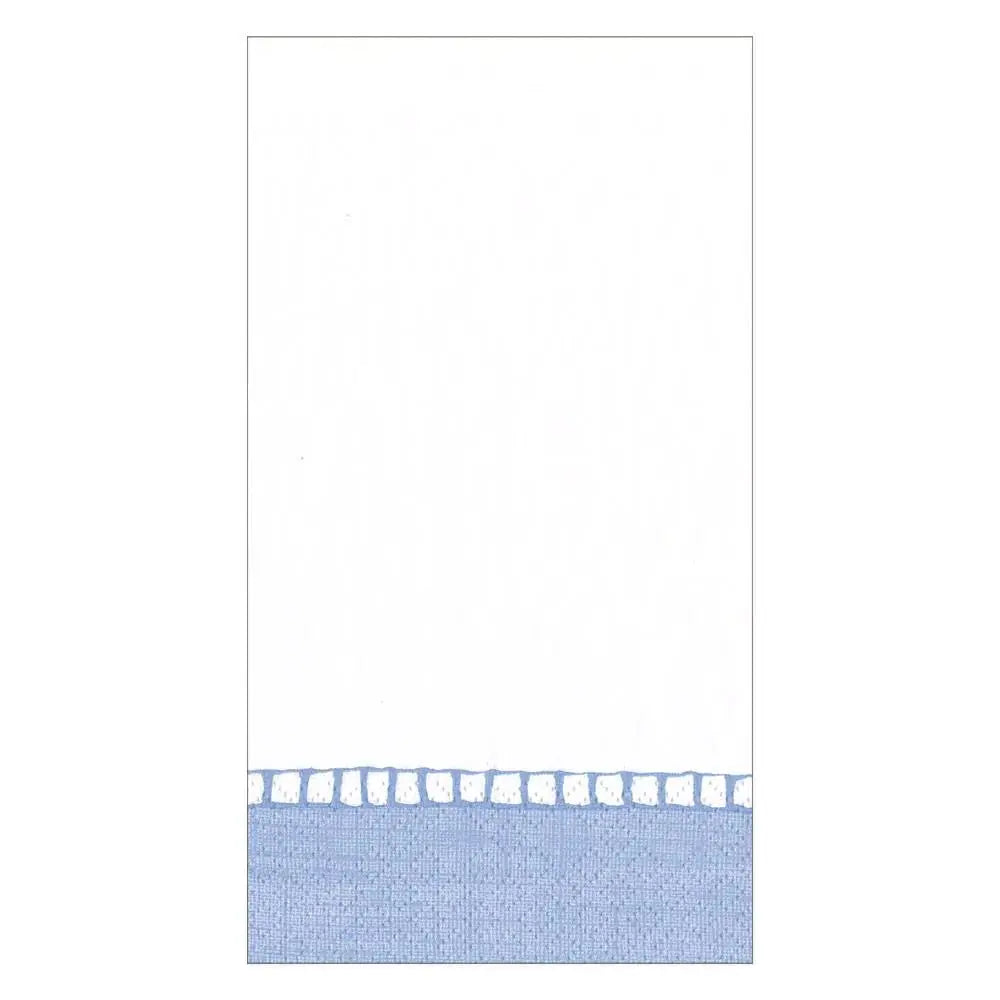 Caspari Linen Border Guest Towel in Light Blue