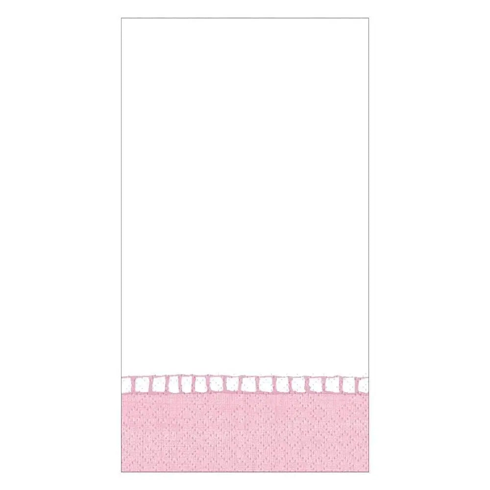 Caspari Linen Border Guest Towel in Petal Pink