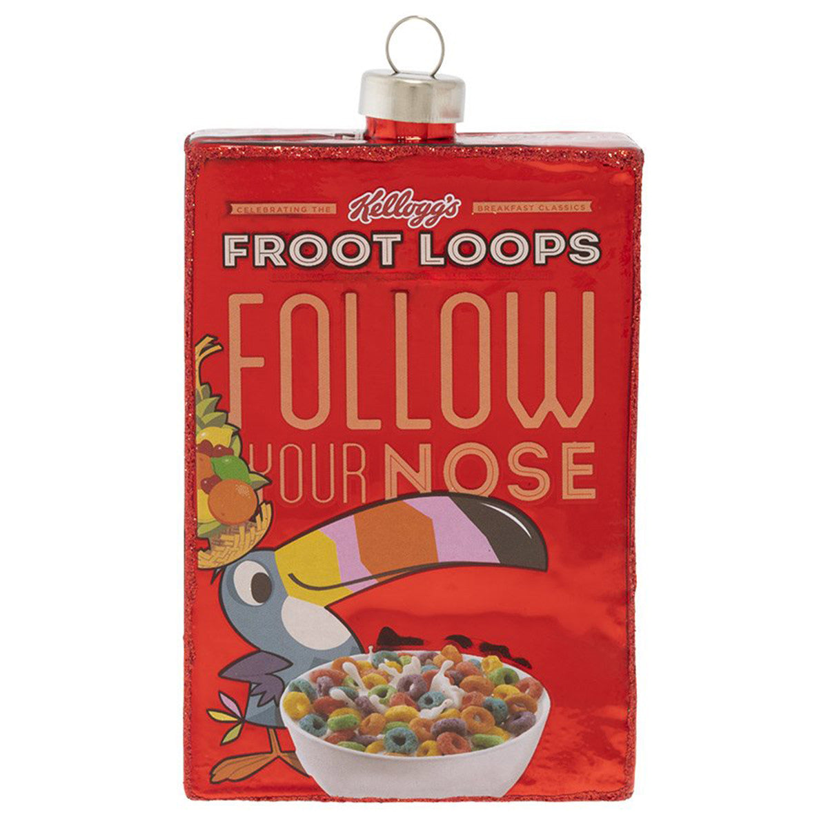 An image of Kat + Annie Froot Loops TM Vintage Ceral Box Ornament