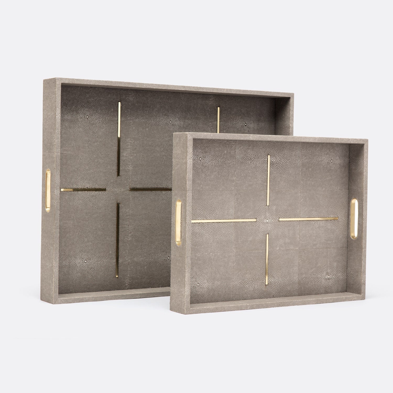 Made Goods Daina Tray set of 2 in Sand Realistic Faux Shagreen