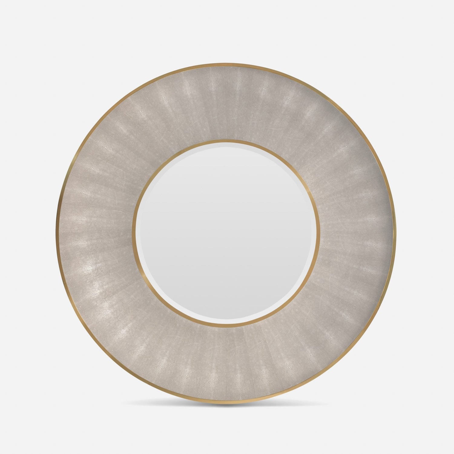 Made Goods Armond Mirror in Sand Faux Shagreen/ Brass 50" D