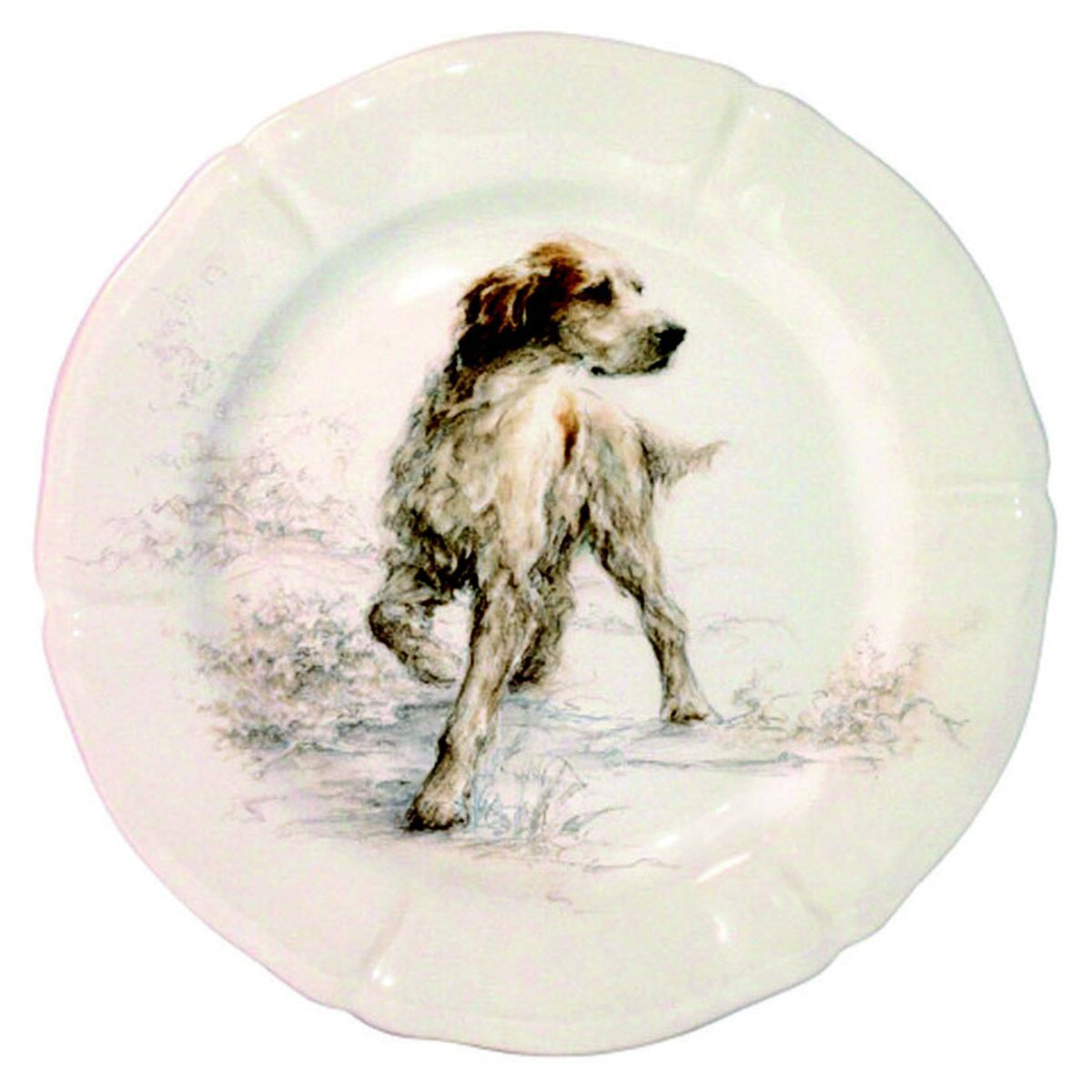 Gien Sologne English Setter Dessert Plate