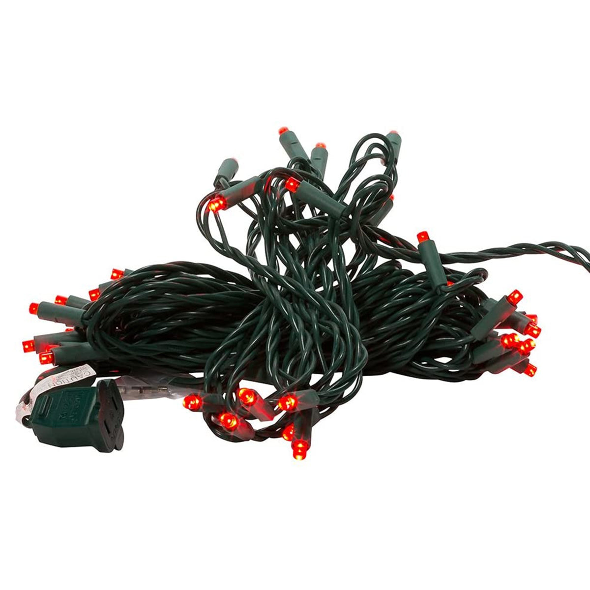 Kurt Adler UL 50-Light Red 5MM LED Green Wire Light Set - 25.5 ft