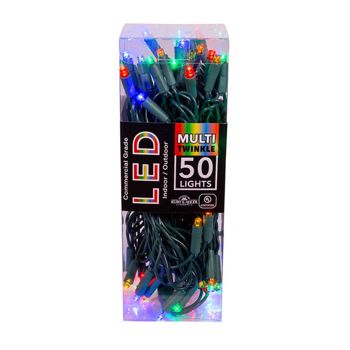Kurt Adler 50-Light Twinkly LED Green Wire Light Set