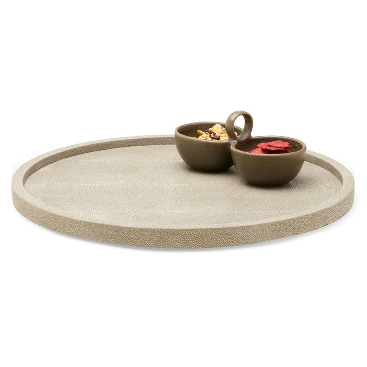An image of Blue Pheasant Calvin Sand Lazy Susan Realistic Faux Shagree- 18"D