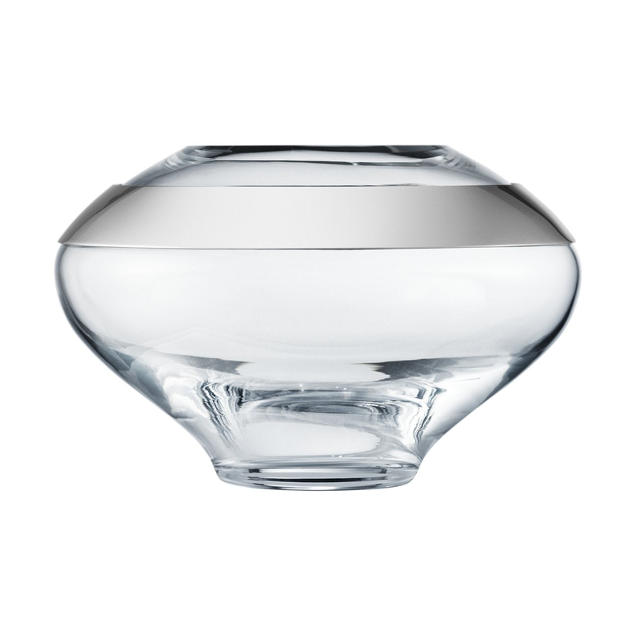 An image of Georg Jensen Duo Stainless Steel & Glass Round Vase