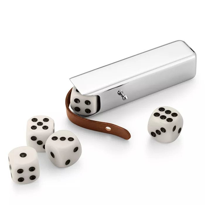 An image of Georg Jensen Sky 5-Dice Set in Stainless Steel Case