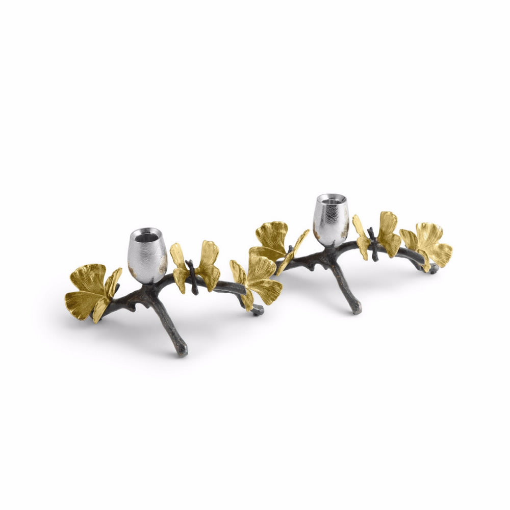 Michael Aram Butterfly Ginkgo Low Candleholder set of 2
