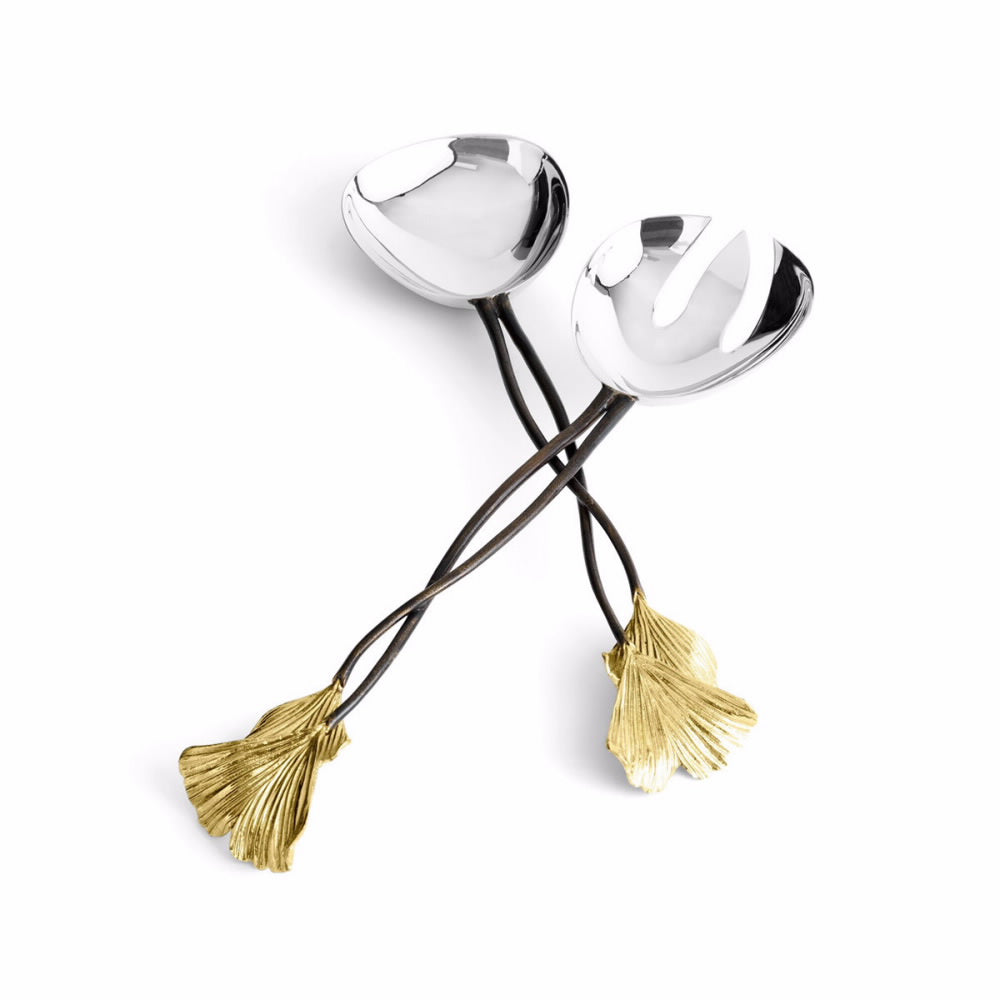 An image of Michael Aram Golden Ginkgo Serving Set