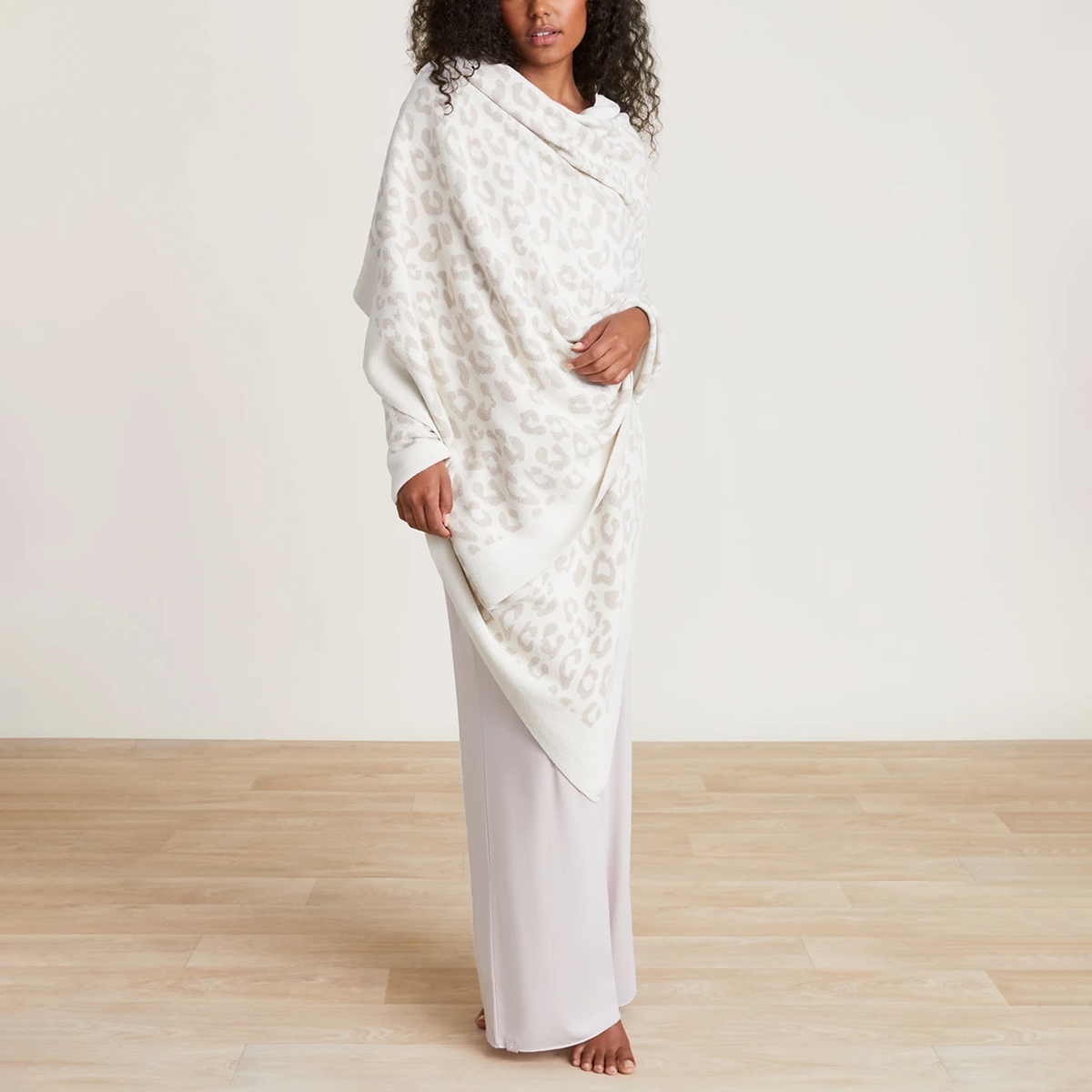 An image of Barefoot Dreams CozyChic Barefoot in the Wild Pashmina Cream Stone