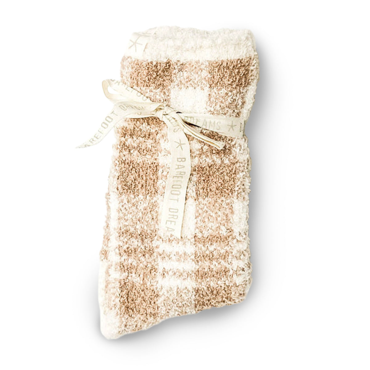 An image of Barefoot Dreams CozyChic Women fts Plaid Sock Cream, Tan