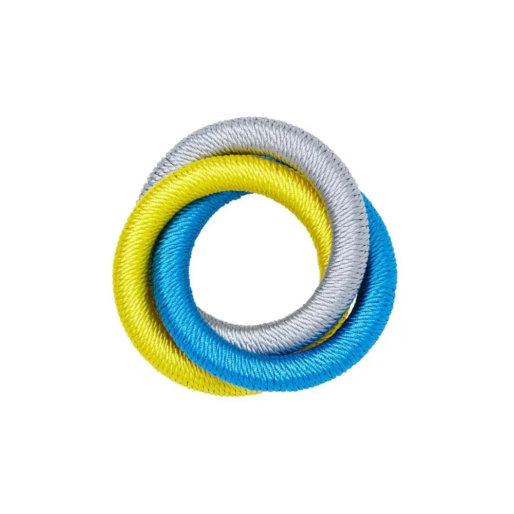 Mode Living Malaga Napkin Ring in Gray, blue, yelow and blue stripe