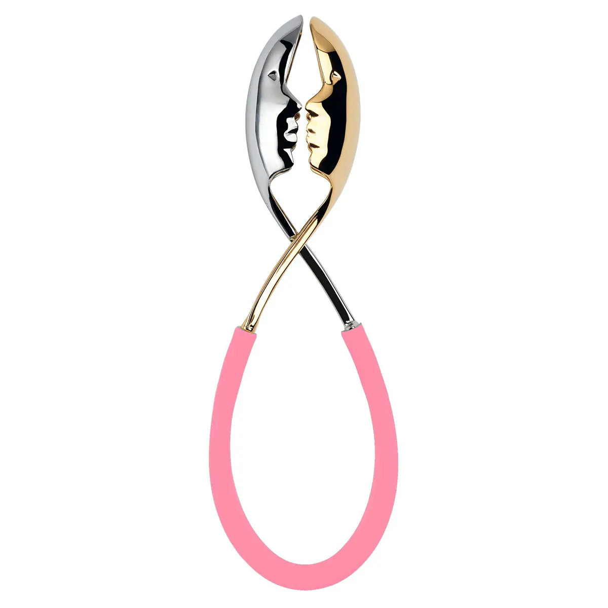 Casa Bugatti Kiss Colored Polypropylene with Gold Salad Tongs in Pink