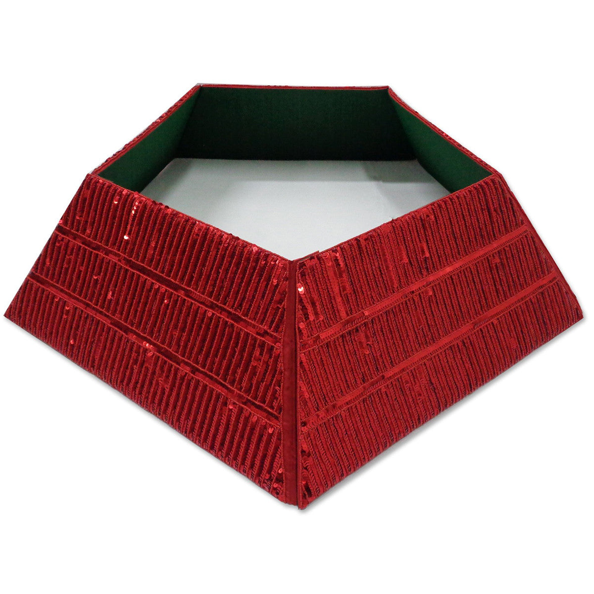 Arcadia Home Red Sequin Adjustable Christmas Tree Collar