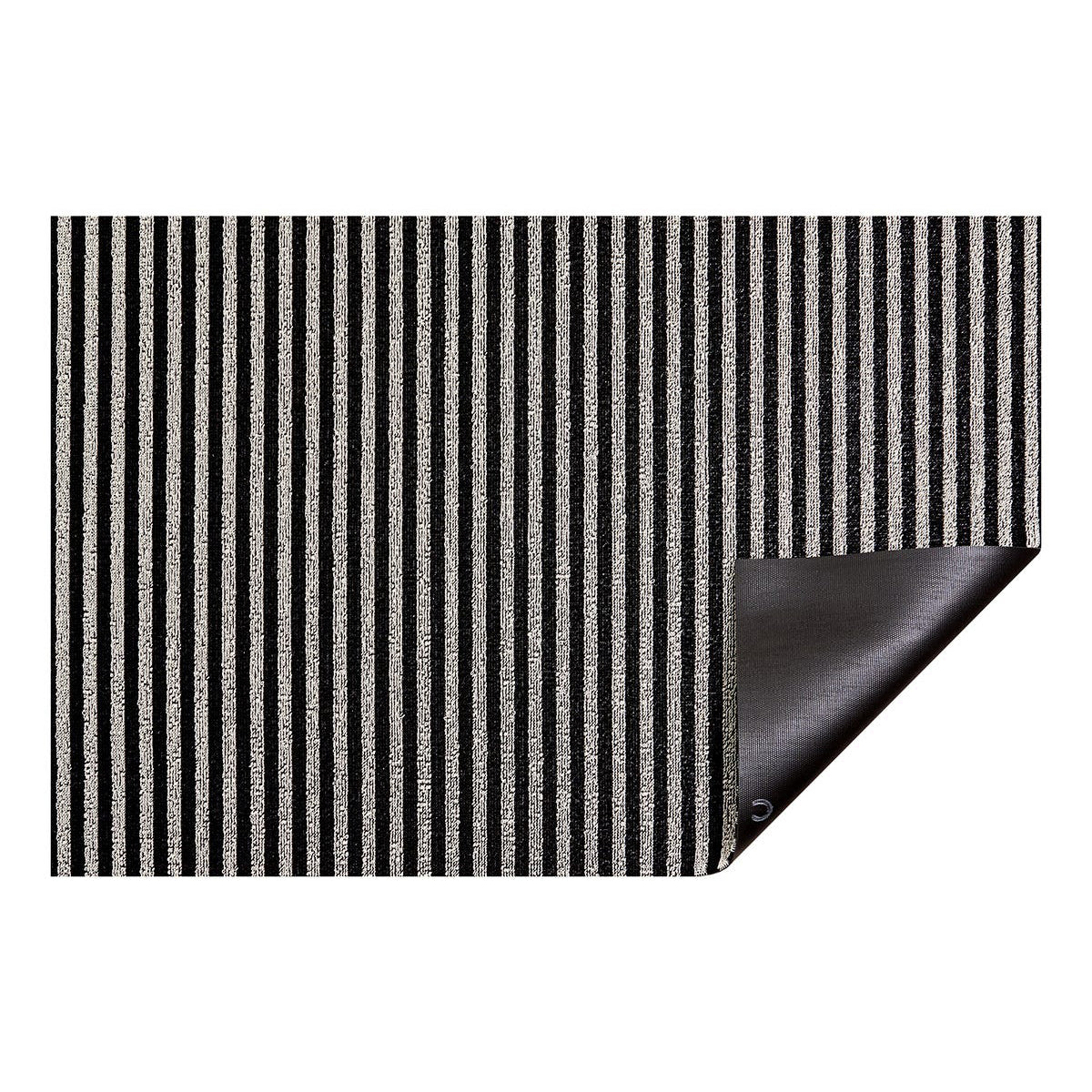 An image of Chilewich Breton Stripe Tuxedo Indoor/Outdoor Shag Floor Mat Utility Mat - 24x36"
