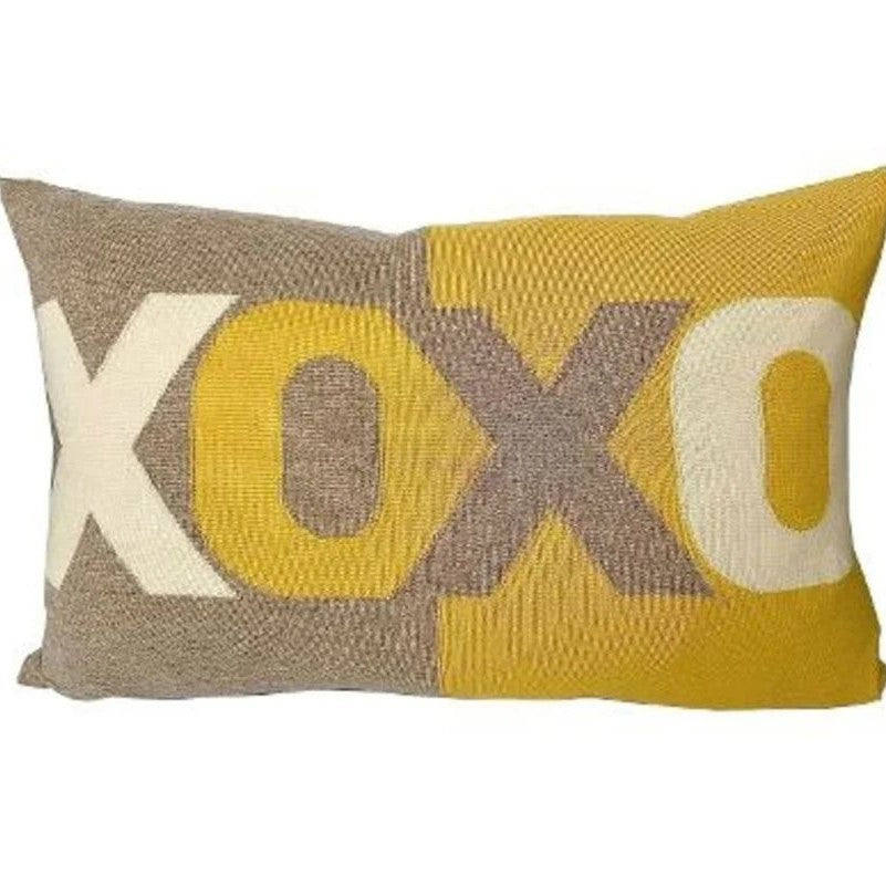 An image of Rani Arabella XOXO Pillow - Yellow
