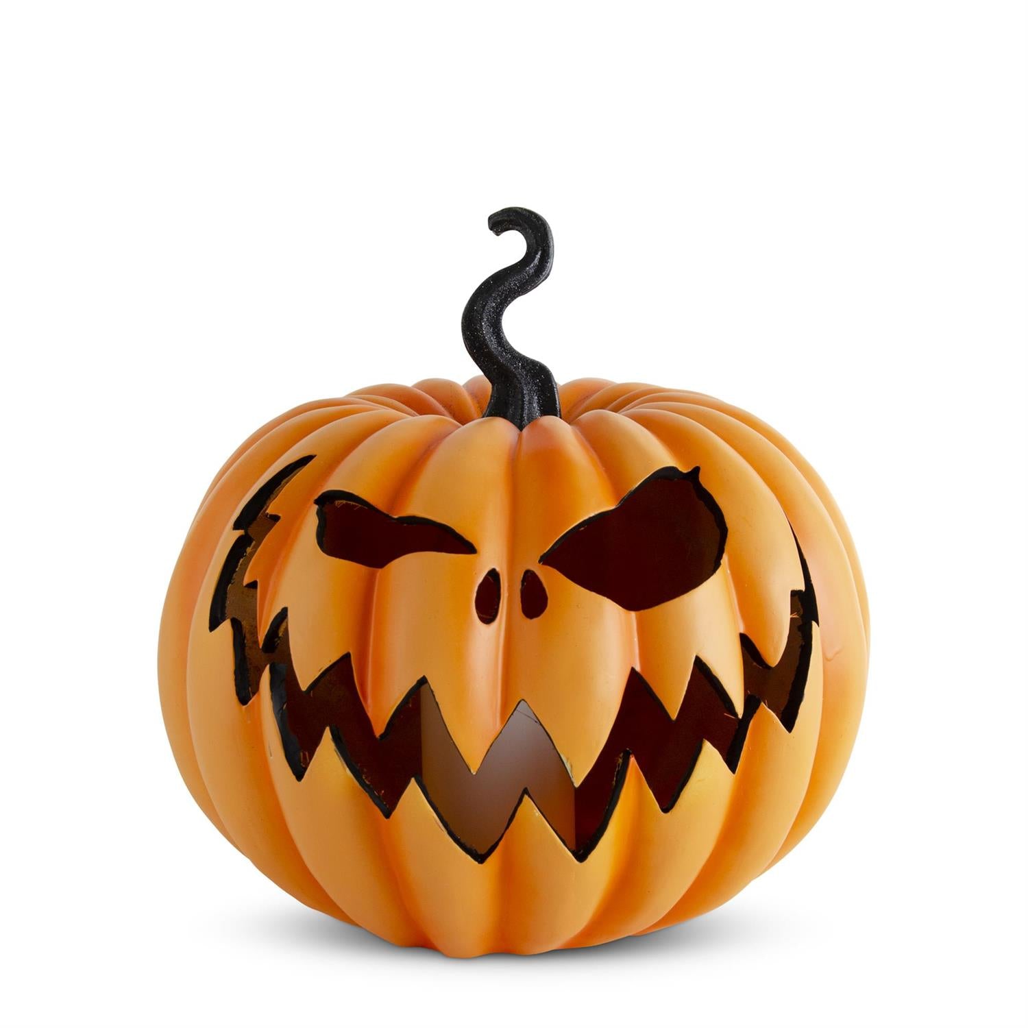 K&K Orange Resin LED Flicker Flame 13" Jack o'lantern