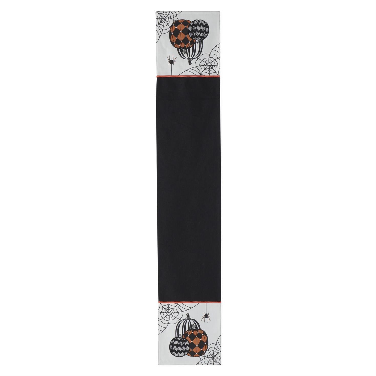 K&K White & Black Halloween Pumpkin Table Runner